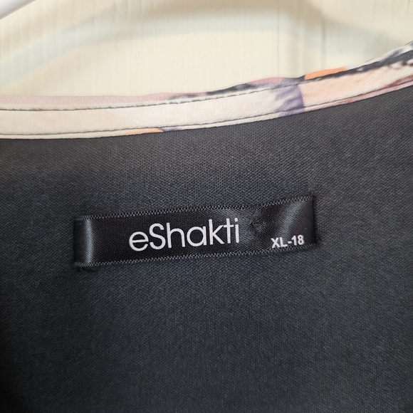 eshakti Butterfly Button Down Printed Fit & Flare Plus Size Dress - Picture 4 of 8